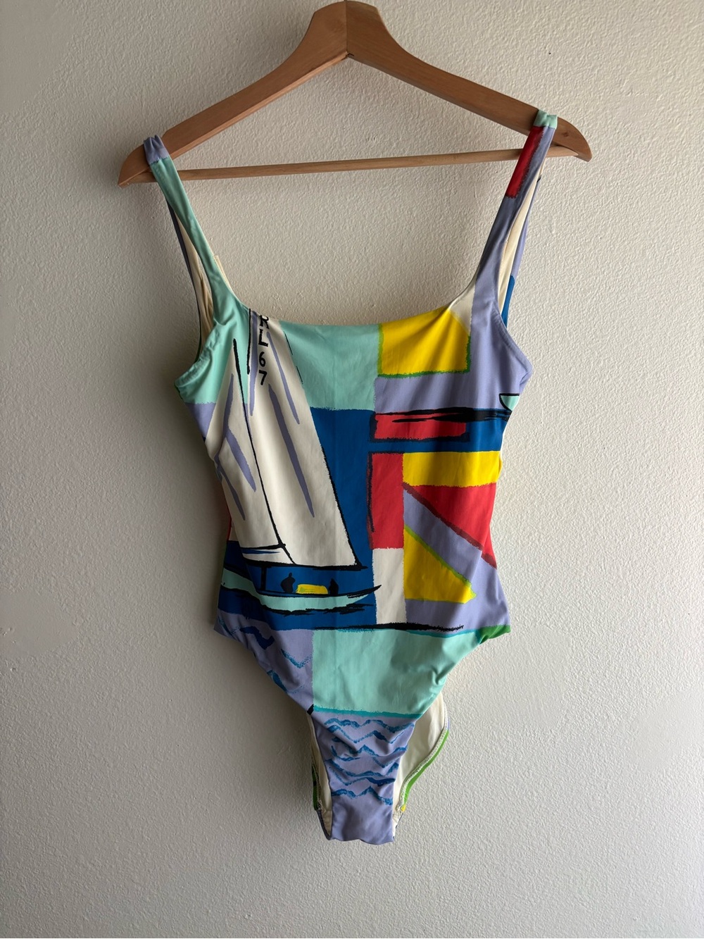 Polo Ralph Lauren Sailboat Graphic One-Piece Swimsuit Scoop Back PRL 67 - XS